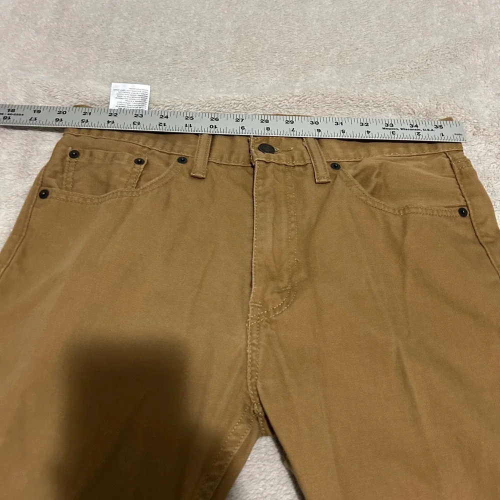 Levi 505 Regular Fit Pants Mens 30x30 Brown Straight‎ Leg Canvas White tab
